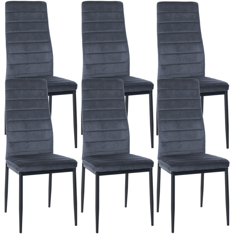 CLP - Lot de 6 chaises de salle à manger Mayfair Gris clair Velours