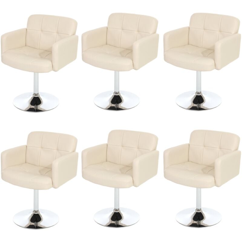 Lot de 6 chaises de séjour Orlando, pivotant, similicuir, crème