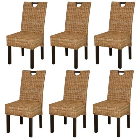Lot de 6 Chaises de salle à manger Rotin Kubu Bois de manguier,design élégant,pour Salon,cuisine