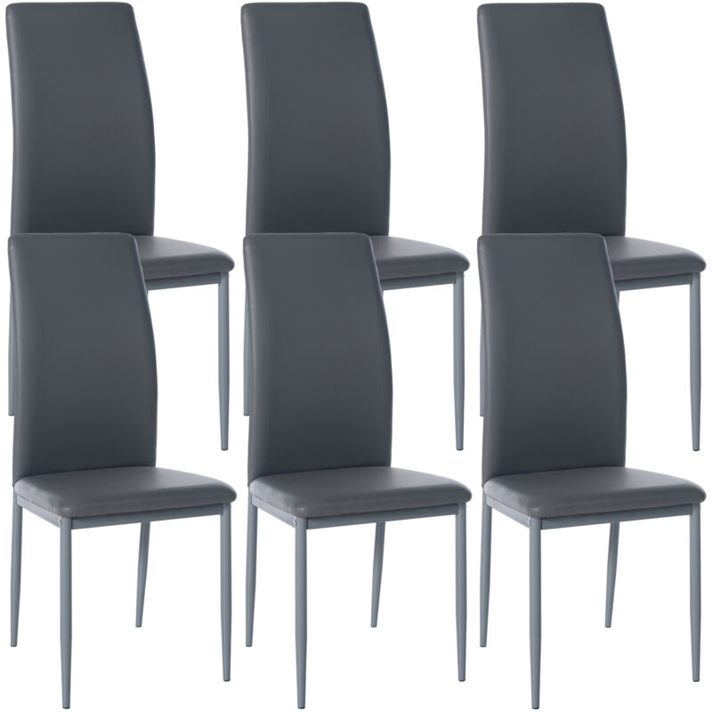 CLP - Lot de 6 chaises de salle à manger Savino Gris Similicuir
