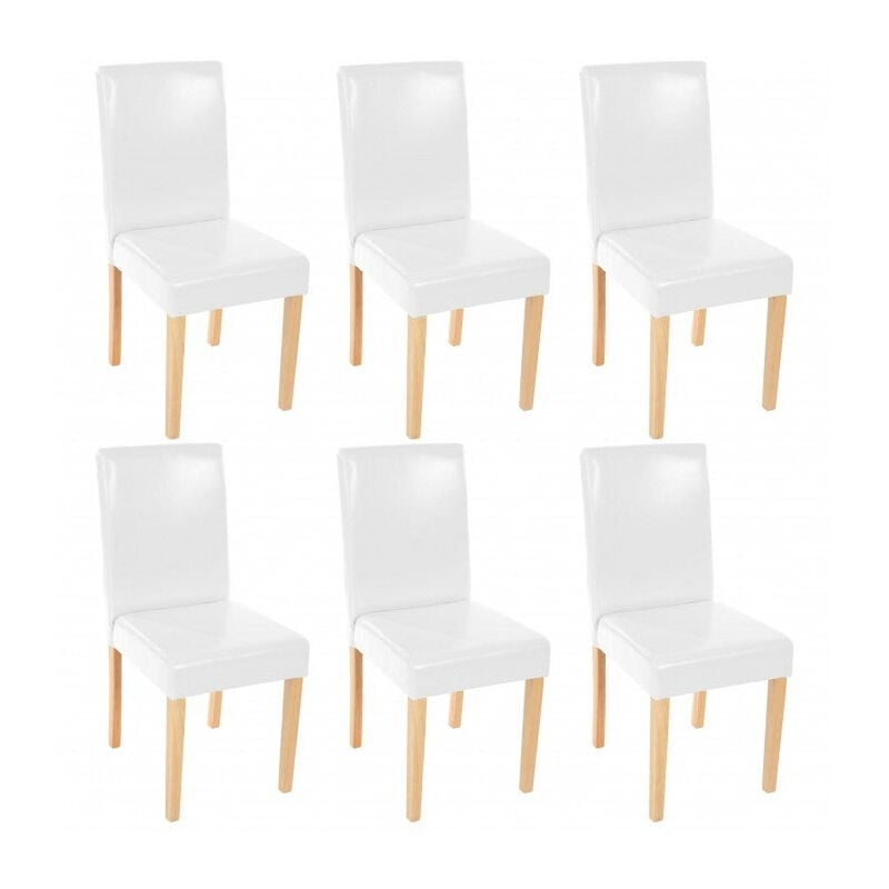 Décoshop26 - Lot de 6 chaises de salle à manger synthétique blanc pieds clairs CDS04247
