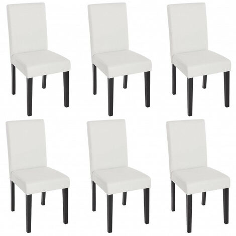 Lot de 6 chaises de salle à manger synthétique blanc mat pieds foncés CDS04237