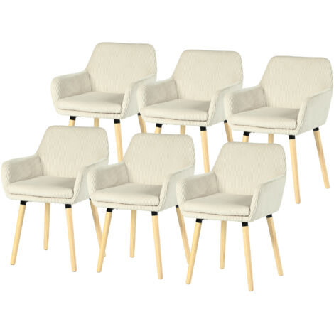 Lot de 6 chaises de salle à manger velours côtelé scandinave, ELIA