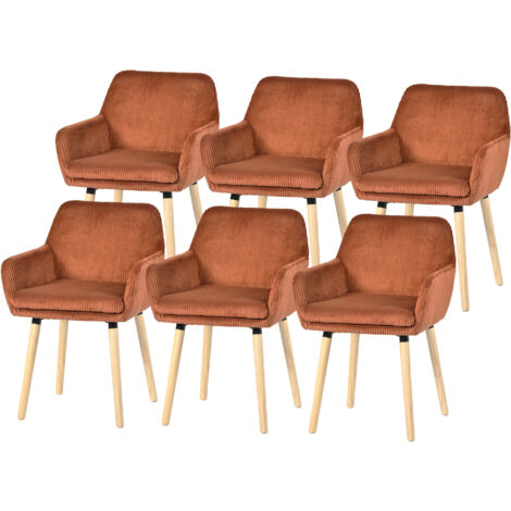 Lot de 6 chaises de salle à manger velours côtelé scandinave, ELIA