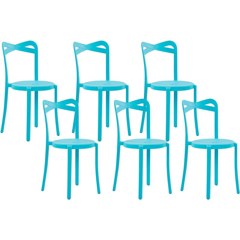 Beliani - Lot de 6 Chaises de Salle à Manger Design en Plastique Bleu Turquoise Empilables pour Intérieur et Extérieur au Style Moderne et