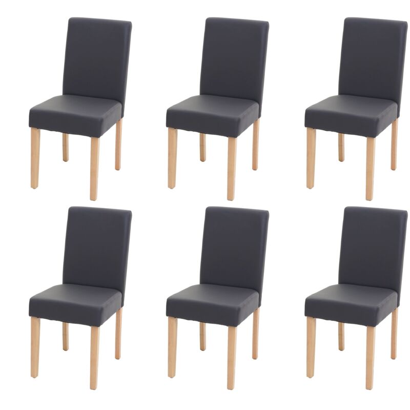 HHG - jamais utilisé] Lot de 6 chaises de salle à manger Chaise de cuisine Littau, similicuir, gris mat, pieds clairs