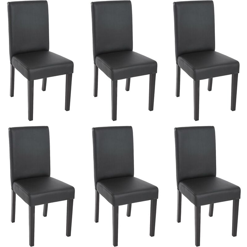 [JAMAIS UTILISÉ] Lot de 6 chaises de séjour Littau, simili-cuir, noir mat, pieds foncés