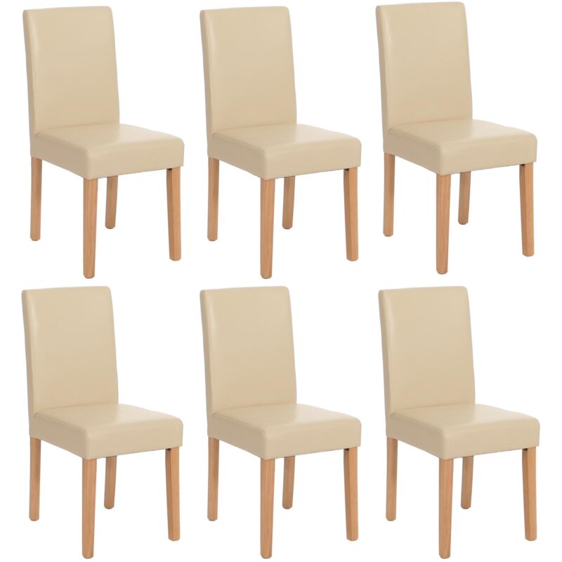 [JAMAIS UTILISÉ] Lot de 6 chaises de séjour Littau, simili-cuir, crème, pieds clairs