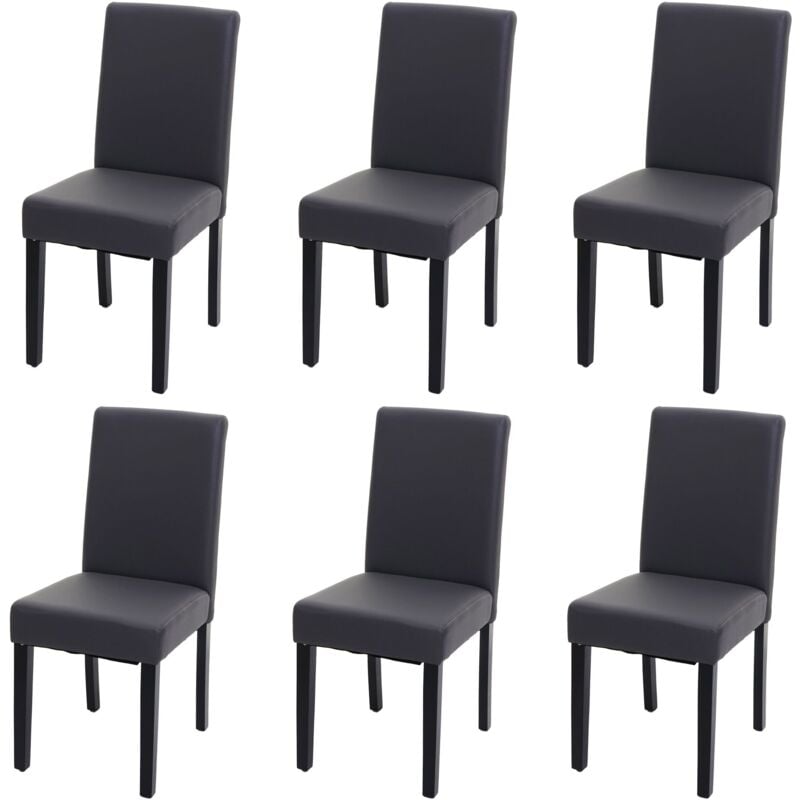 HHG - jamais utilisé] Lot de 6 chaises de salle à manger Chaise de cuisine Littau, similicuir, gris mat, pieds foncés