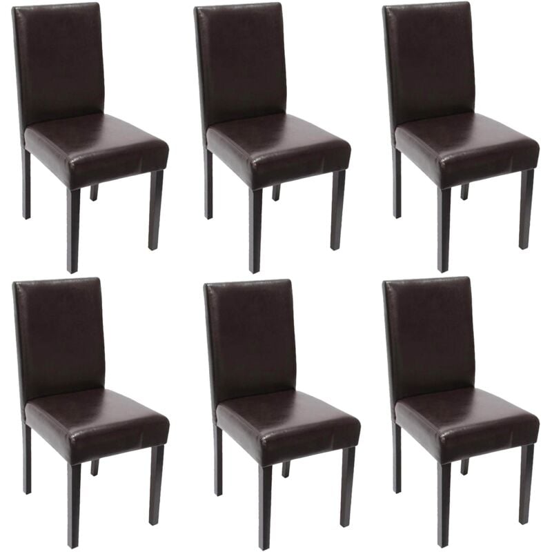 Lot de 6 chaises de séjour Littau, simili-cuir, marron, pieds foncés
