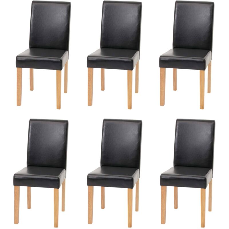 Lot de 6 chaises de séjour Littau, simili-cuir, noir, pieds clairs