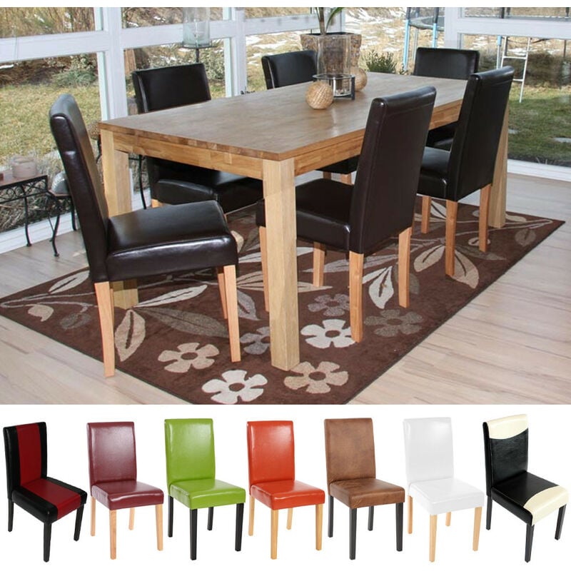 Mendler - Lot de 6 chaises de séjour Littau, tissu - aspect daim / pieds clairs