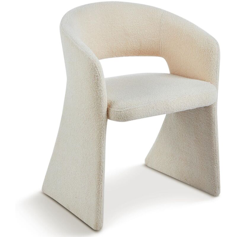 Lot de 6 chaises design Tootsie Tissu bouclette Crème