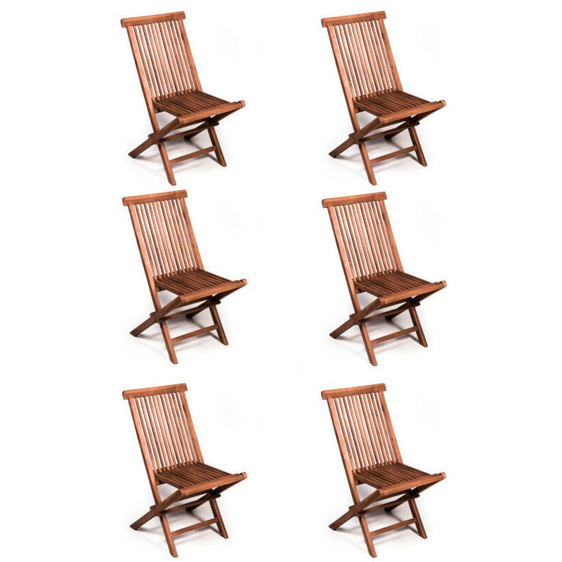 San Marco - Lot de 6 chaises d'extrieur pliantes en teck