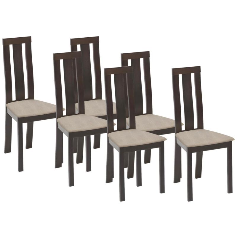 Vente-unique - Lot de 6 chaises domingo - Hêtre massif wengé