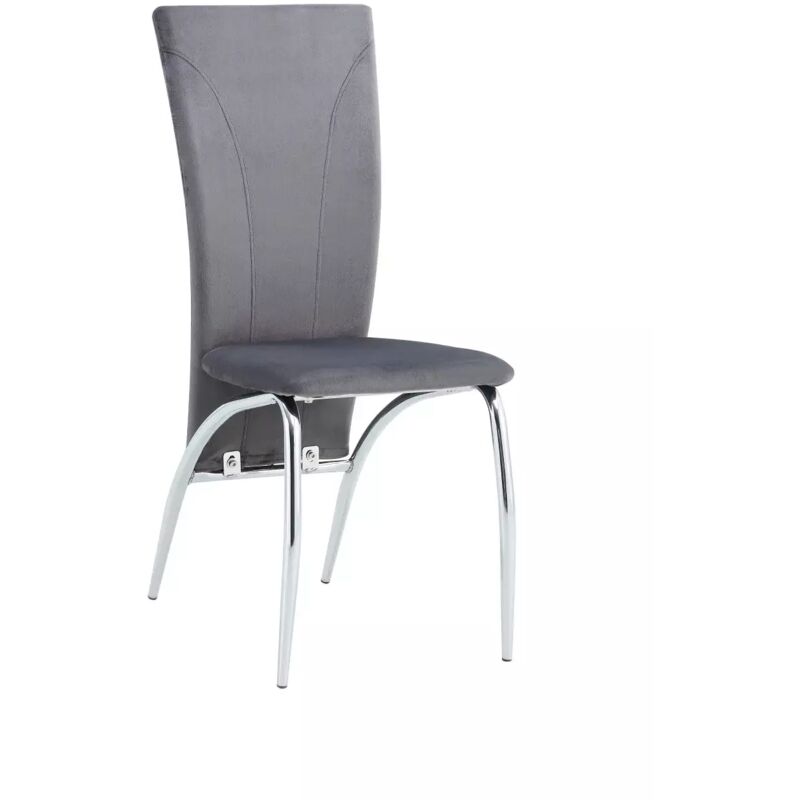 Homy France - Lot de 6 chaises duna chrome velours gris