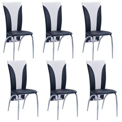 HOMY FRANCE Lot de 6 Chaises DUNA similicuir Noir et Blanc