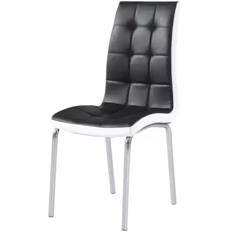 Homy France - Lot de 6 chaises emma simili cuir Noir Blanc