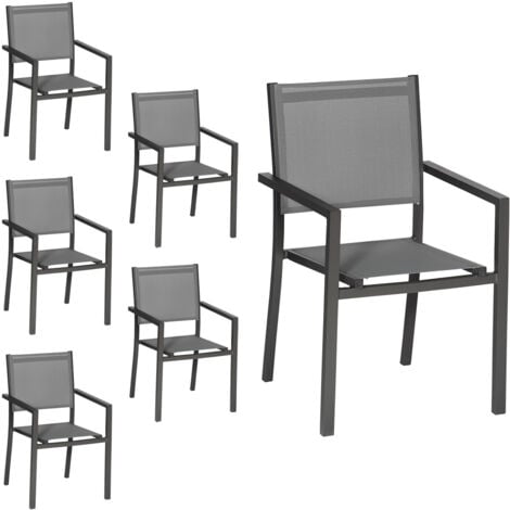 Lot de 6 chaises en textilène et aluminium