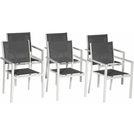 Lot de 6 chaises en textilène et aluminium