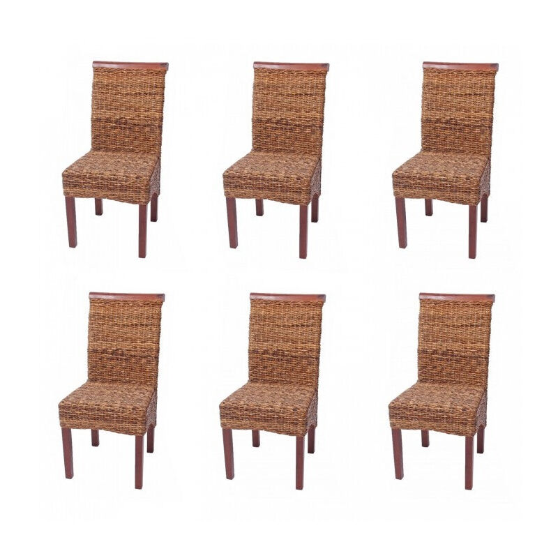 Décoshop26 - Lot de 6 chaises en rotin banane tressée pieds marron CDS04203