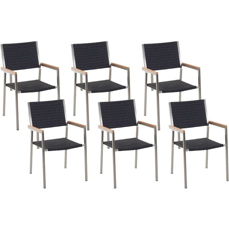 Beliani - Lot de 6 chaises en rotin et en acier GROSSETO