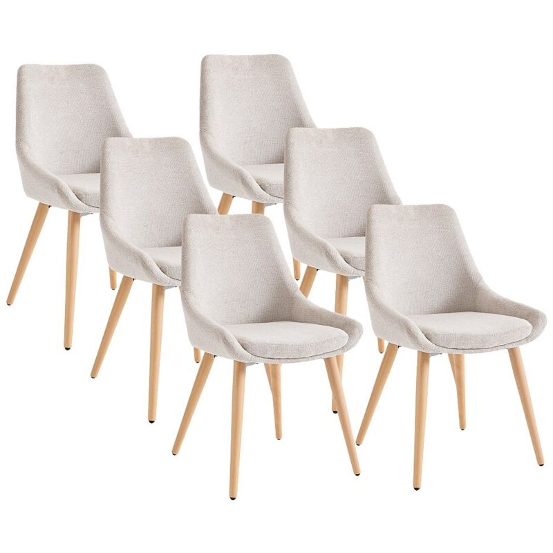 Vente-unique - Lot de 6 chaises en tissu et hêtre - Beige - masurie