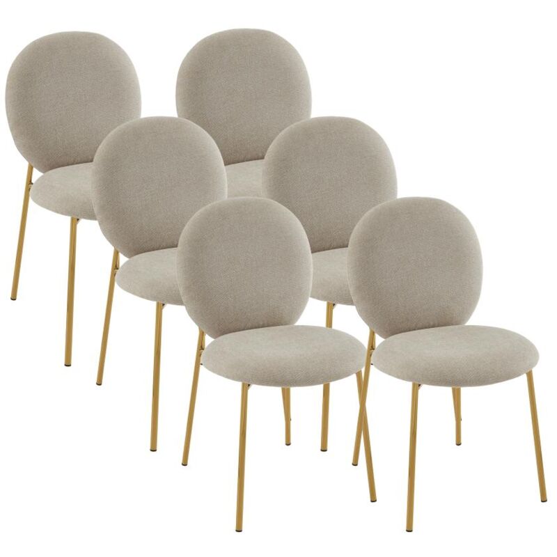 Pascal Morabito - Lot de 6 chaises en tissu et métal doré - Beige - astrena de