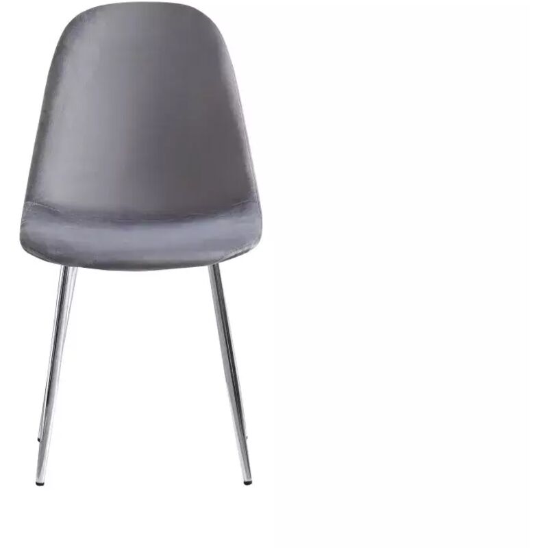 Homy France - Lot de 6 chaises en velours antharcite pieds chromés - scandinave