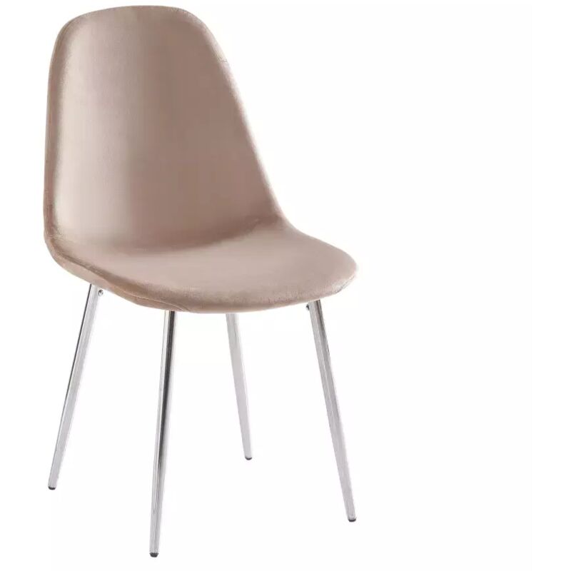 Lot de 6 chaises en velours taupe pieds chromés - SCANDINAVE