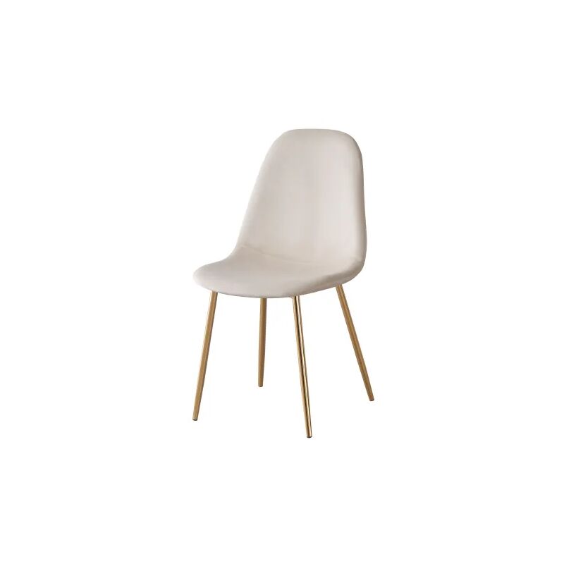 Lot de 6 chaises en velours beige pieds gold - SCANDINAVE