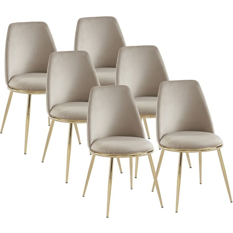 Pascal Morabito - Lot de 6 chaises en velours et métal doré - Beige - nebina de