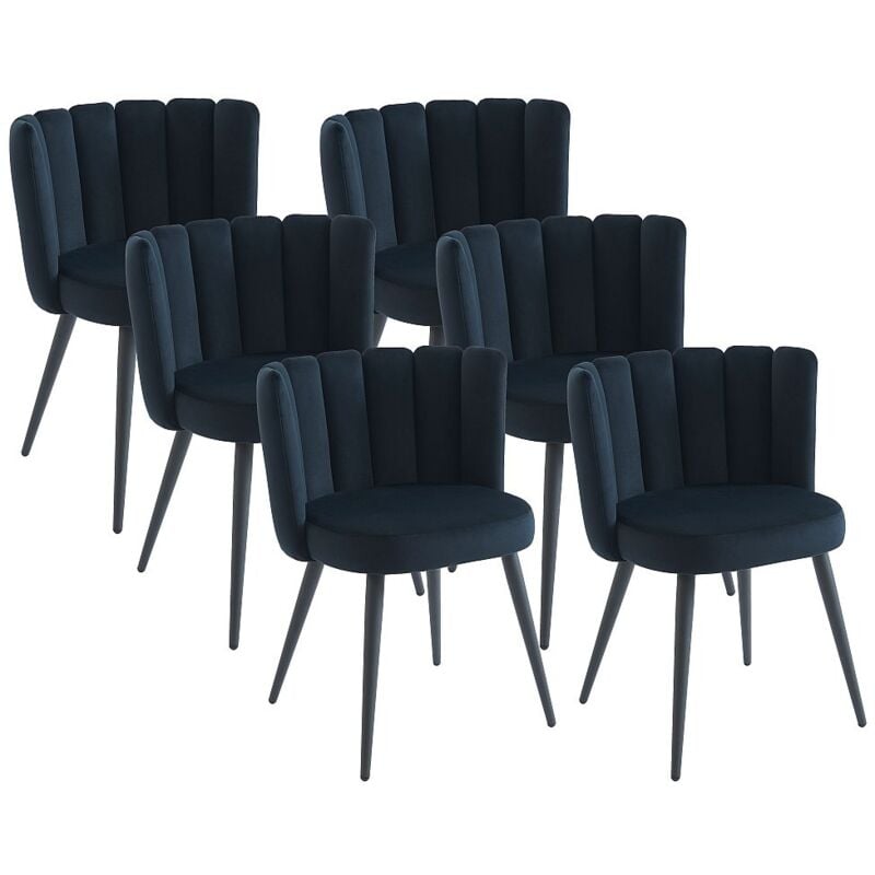 Pascal Morabito - Lot de 6 chaises en velours et métal - Noir - pranila de