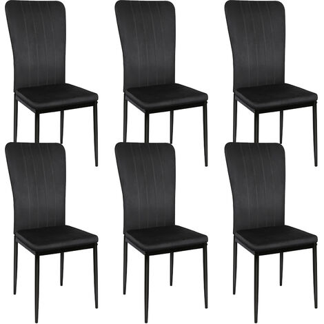 Lot de 6 chaises POPPY velours gris pieds métal noir
