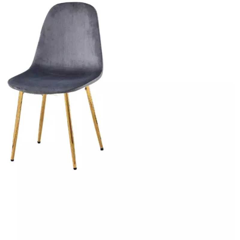 Homy France - Lot de 6 chaises en velours antharcite pieds gold - scandinave