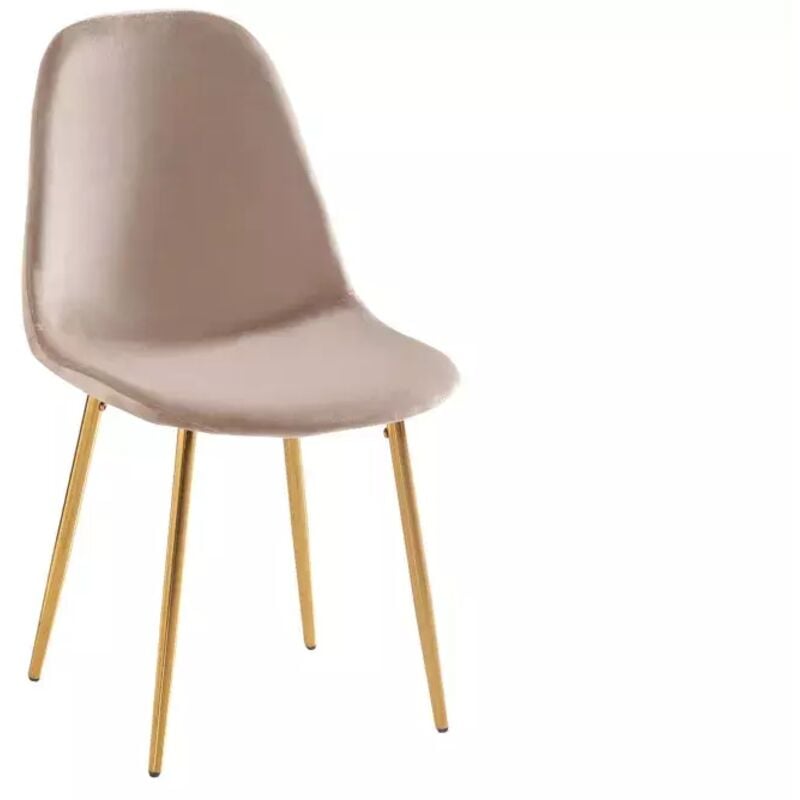 Homy France - Lot de 6 chaises en velours taupe pieds gold - scandinave