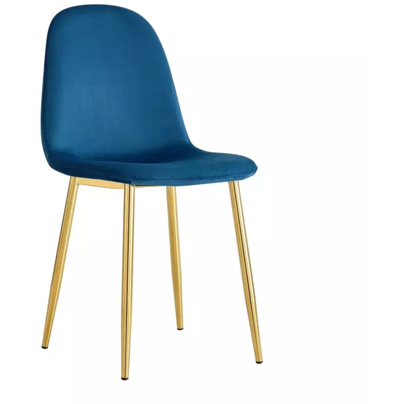 Homy France - Lot de 6 chaises en velours vert pieds gold - scandinave