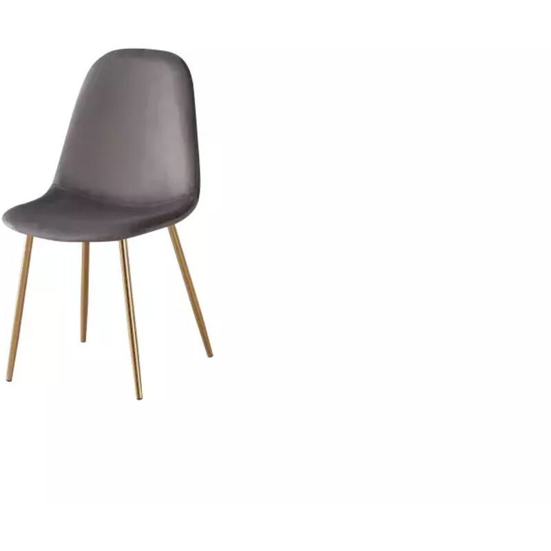 Homy France - Lot de 6 chaises en velours gris pieds gold - scandinave