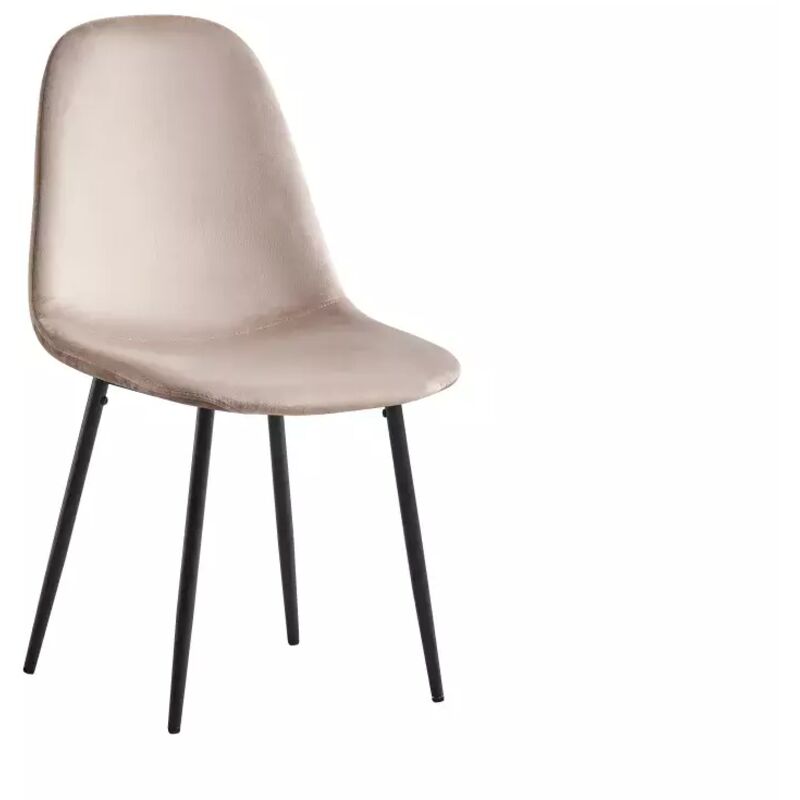 Lot de 6 chaises en velours taupe pieds en métal noir - SCANDINAVE
