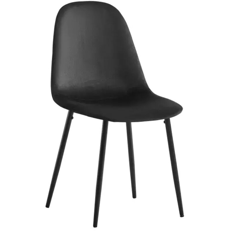 Homy France - Lot de 6 chaises en velours noir pieds en métal noir - scandinave