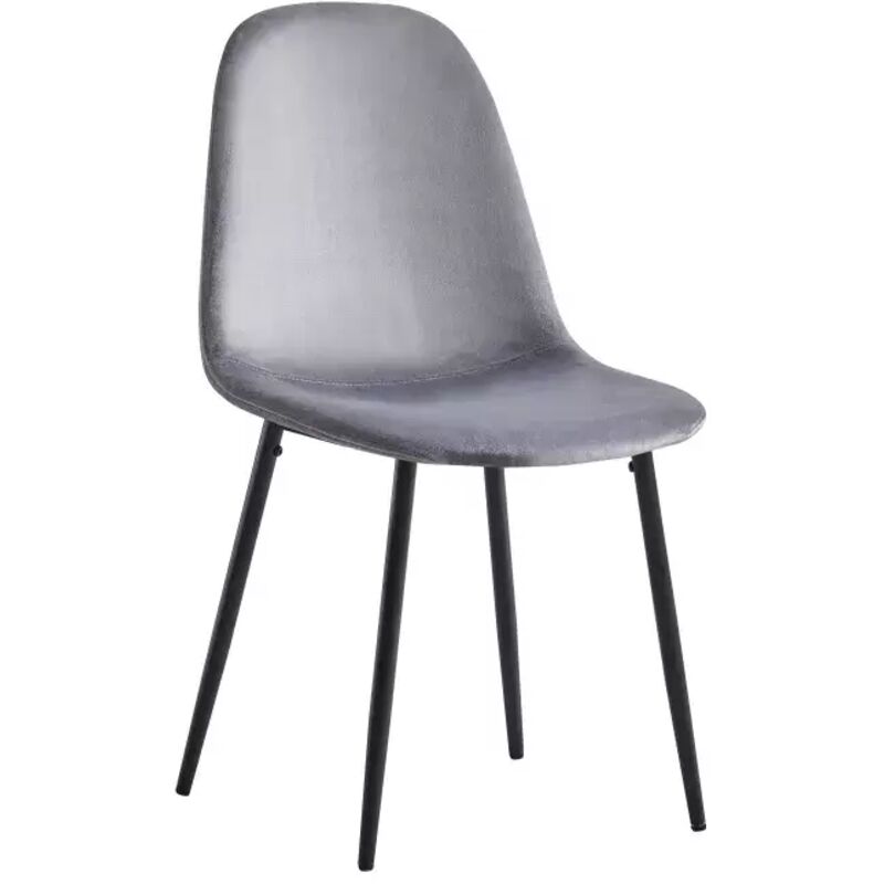 Homy France - Lot de 6 chaises en velours antharcite pieds en métal noir - scandinave
