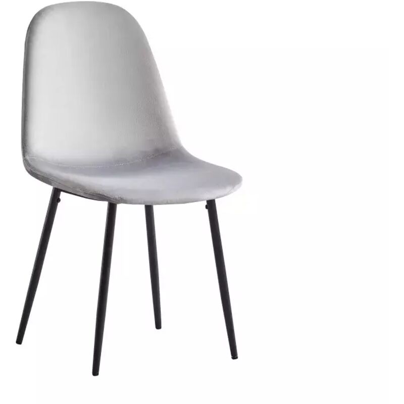 Homy France - Lot de 6 chaises en velours gris pieds en métal noir - scandinave