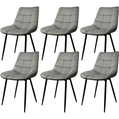 HALOYO Lot de 6 chaises en velours.Chaises de salle à manger.Chaise de cuisine Gris clair