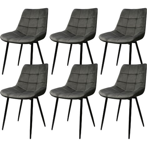 HALOYO Lot de 6 chaises en velours.Chaises de salle à manger.Chaise de cuisine Gris foncé