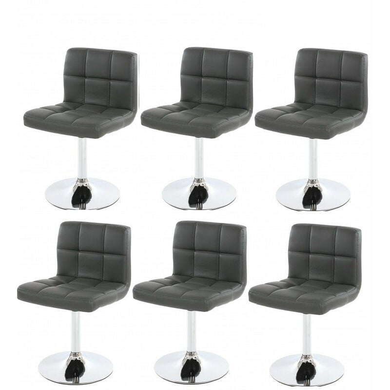 Décoshop26 - Lot de 6 chaises fauteuils de salle à manger en synthétique gris CDS04267