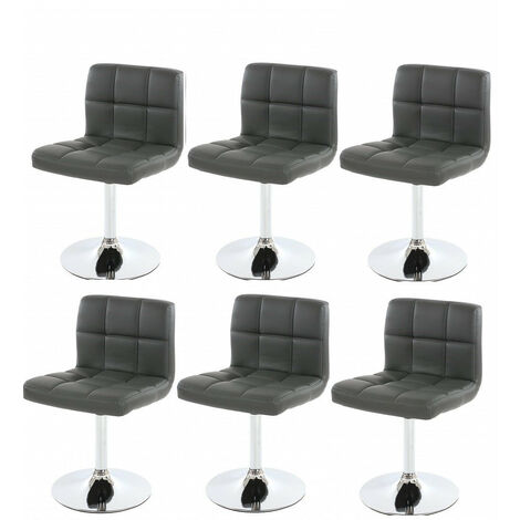 Lot de 6 chaises fauteuils de salle à manger en synthétique gris CDS04267