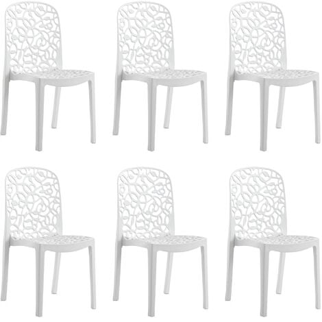 SP BERNER Lot de 6 chaises flore blanches
