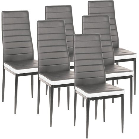 Lot de 6 chaises rona noires bandeau blanc pour salle à manger - Conforama