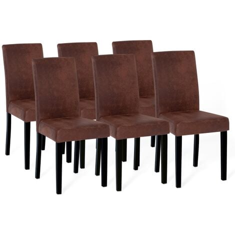 Lot de 6 chaises HANNAH marron vintage pour salle à manger - Marron