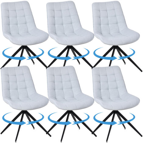 Lot de 6 chaises HOMAVO YZ4 pivotantes - Bleu clair textile